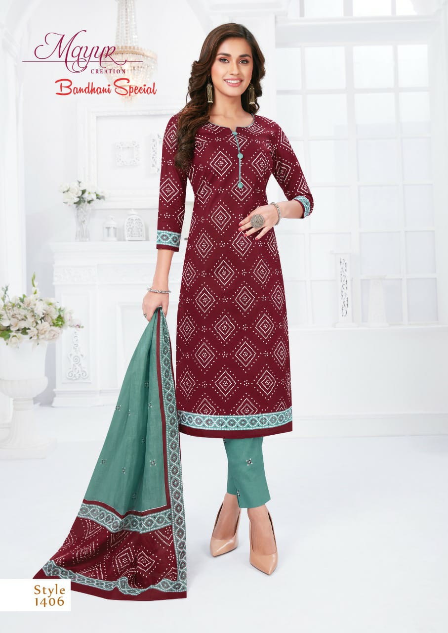 Mayur Bandhani Special 14 Cotton Printed Casual Daily Wear Dress Material Collection